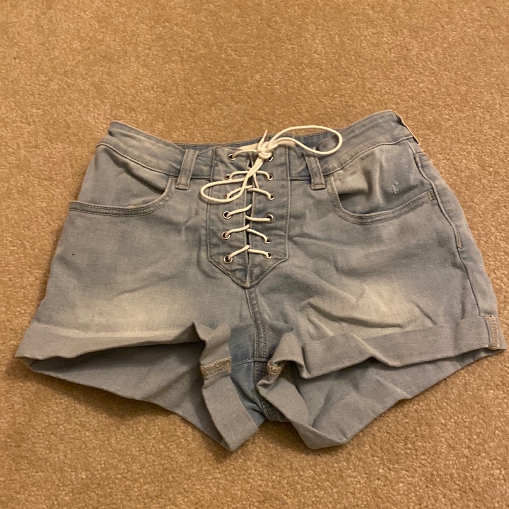 PACSUN lace up jean shorts
